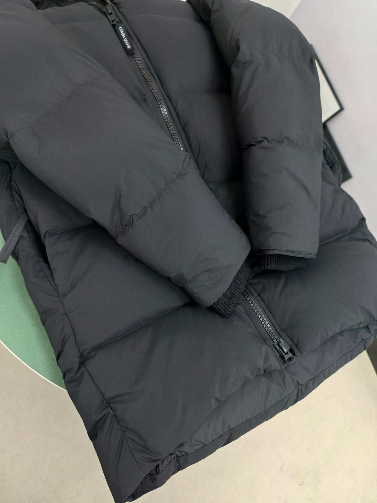 Canada Goose Black Hooded Puffer Jacket with Classic Sleeve Badge