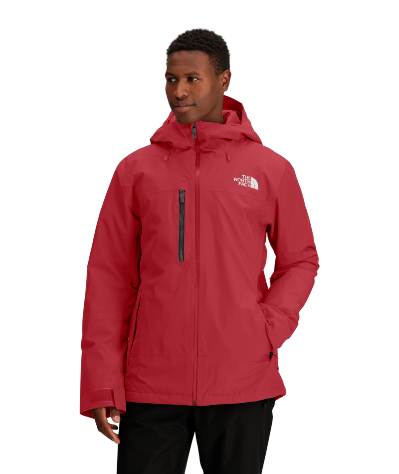 The North Face Red Hooded Full-Zip Jacket with Chest Pocket