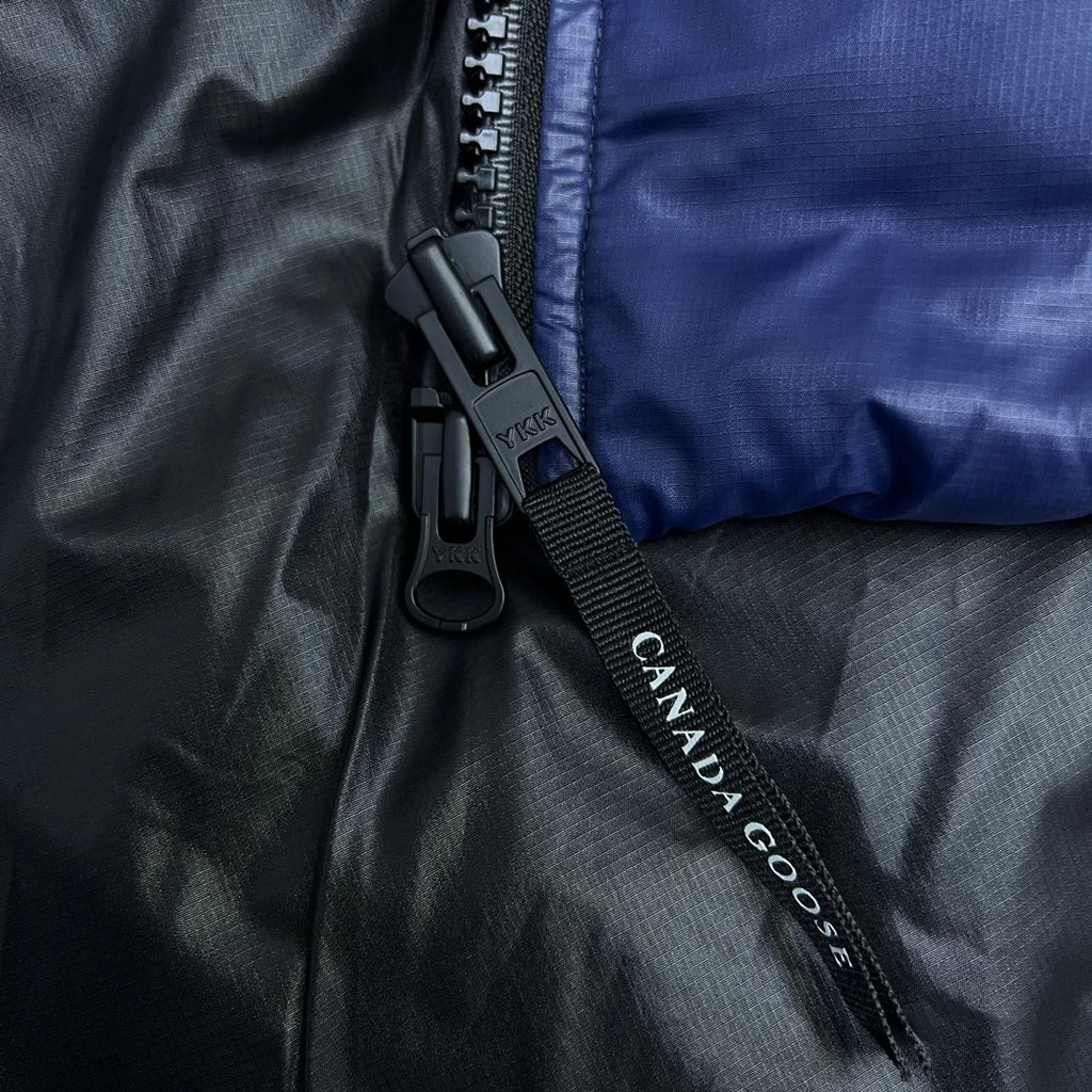 Canada Goose Navy Blue Hooded Puffer Jacket with Classic Logo