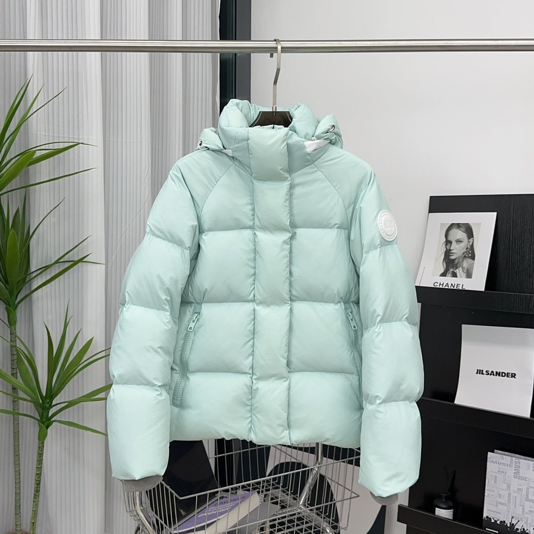 Canada Goose Mint Green Hooded Puffer Jacket with White Sleeve Badge