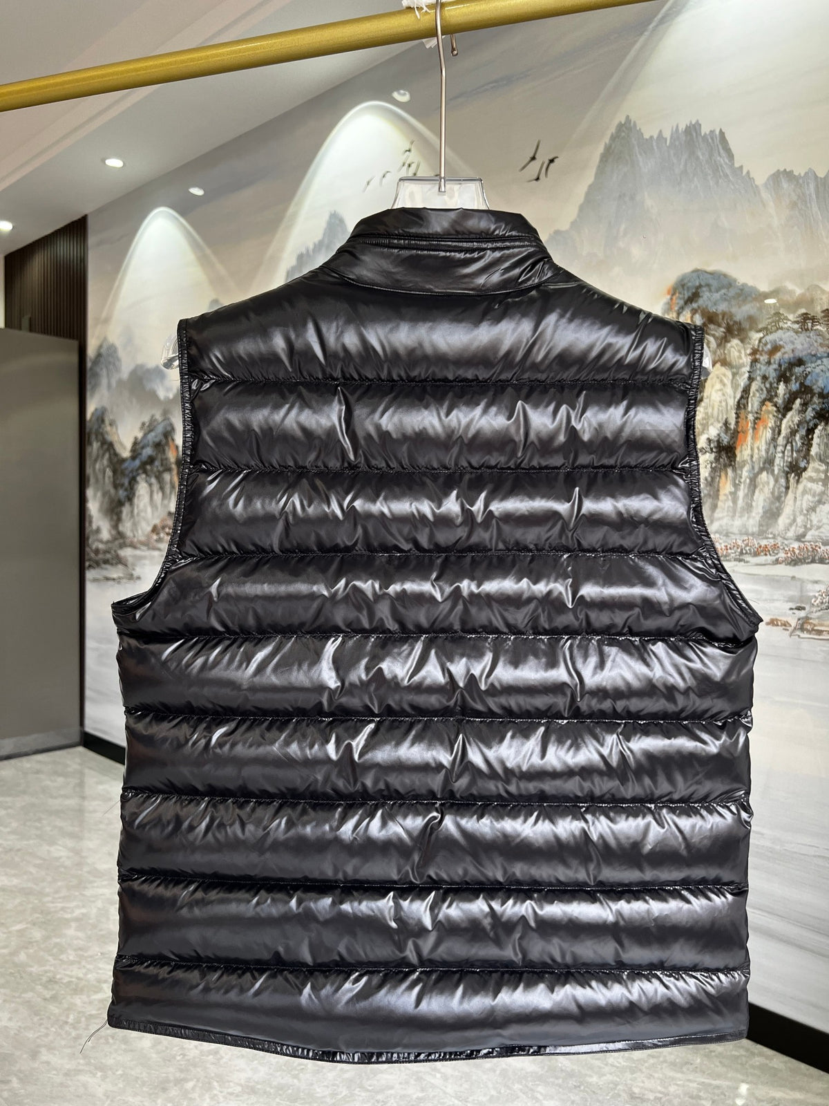 Moncler Black Glossy Quilted Puffer Vest