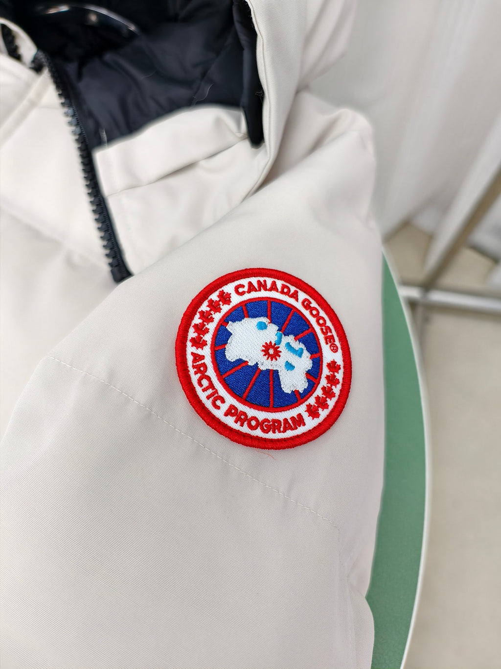 Canada Goose Ivory Quilted Hooded Puffer Jacket with Plush Trim