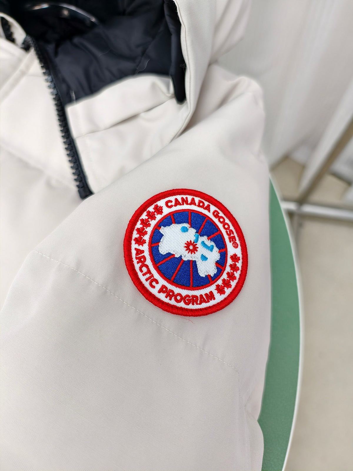 Canada Goose Ivory Quilted Hooded Puffer Jacket with Plush Trim