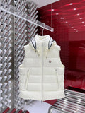Moncler White Hooded Quilted Puffer Vest