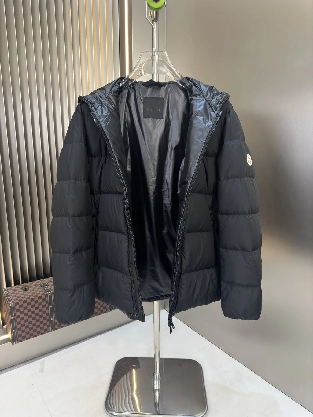 Moncler Black Matte Quilted Zip-Up Puffer Jacket