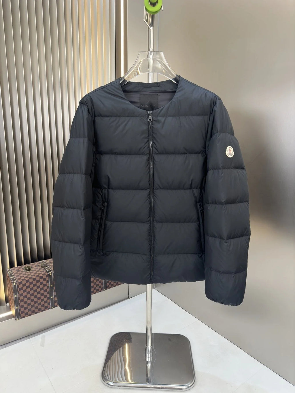 Moncler Black Matte Quilted Zip-Up Puffer Jacket