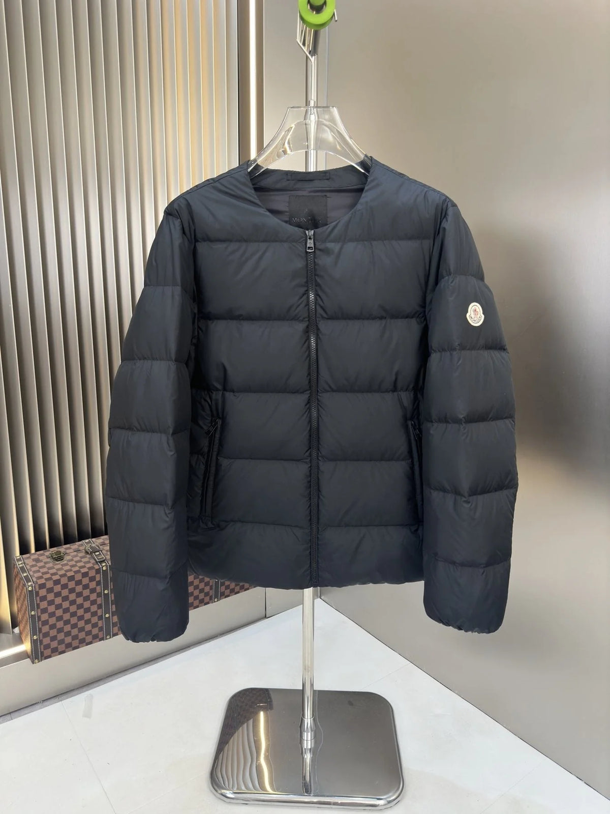 Moncler Black Matte Quilted Zip-Up Puffer Jacket