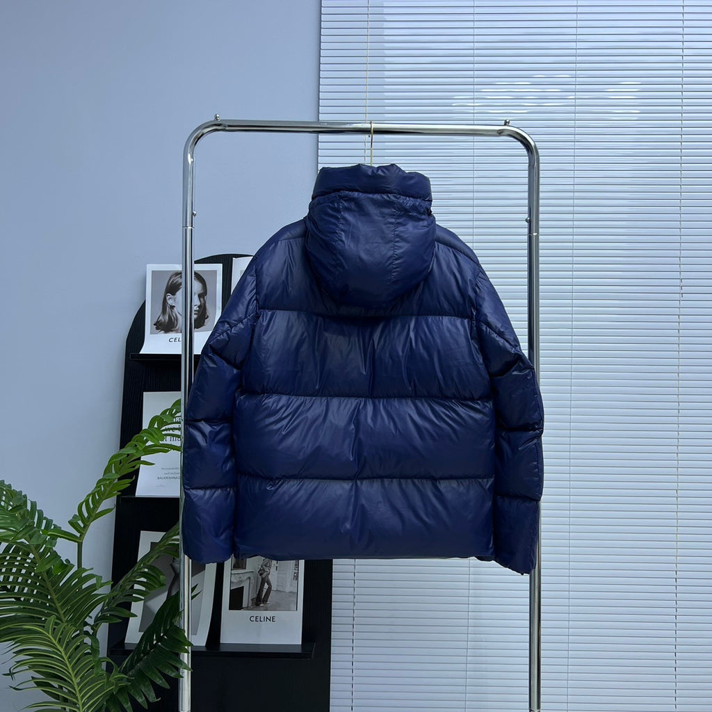 Canada Goose Navy Blue Hooded Puffer Jacket with Classic Logo