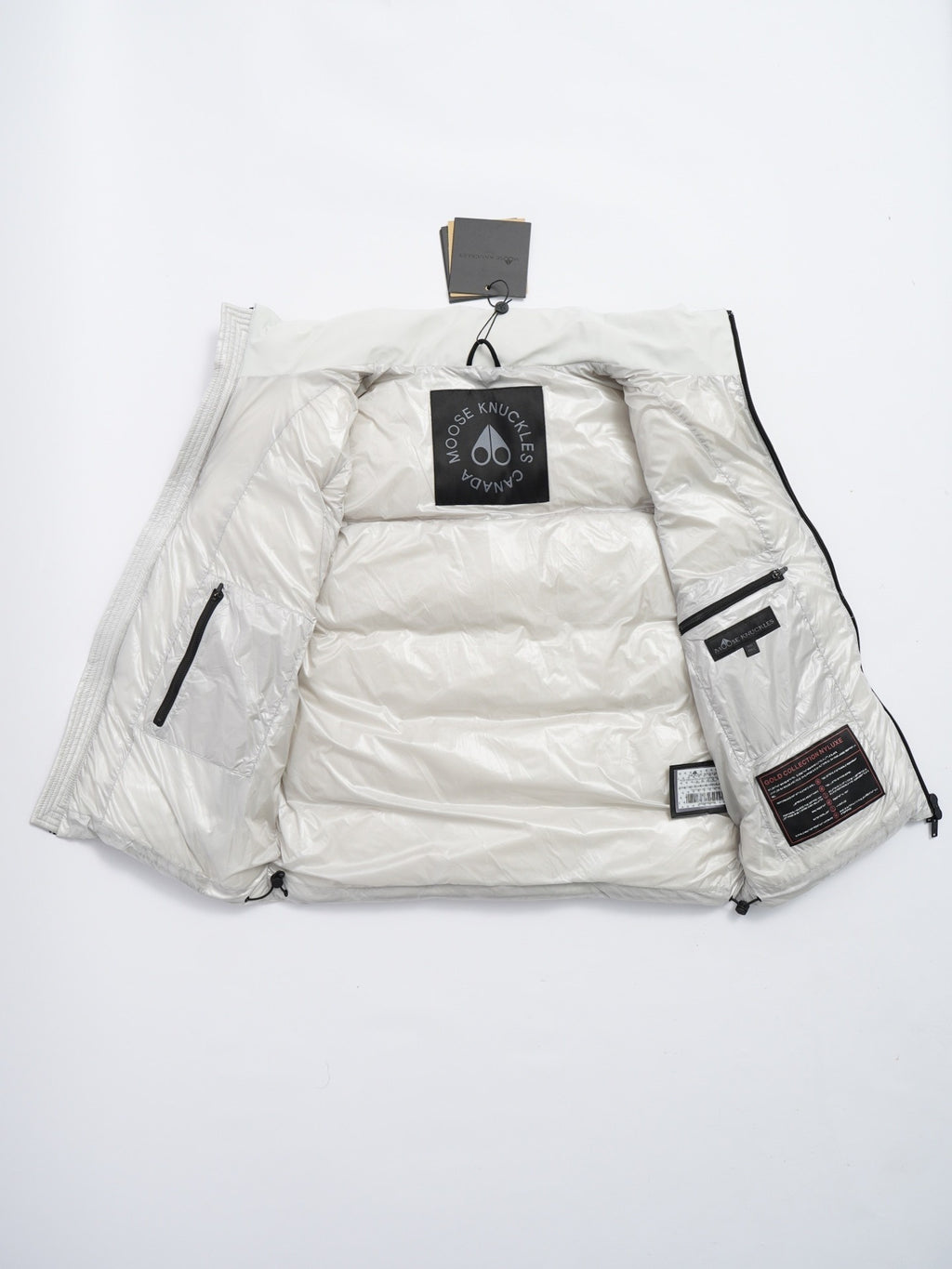 Moose Knuckles White Mixed-Finish Quilted Puffer Vest