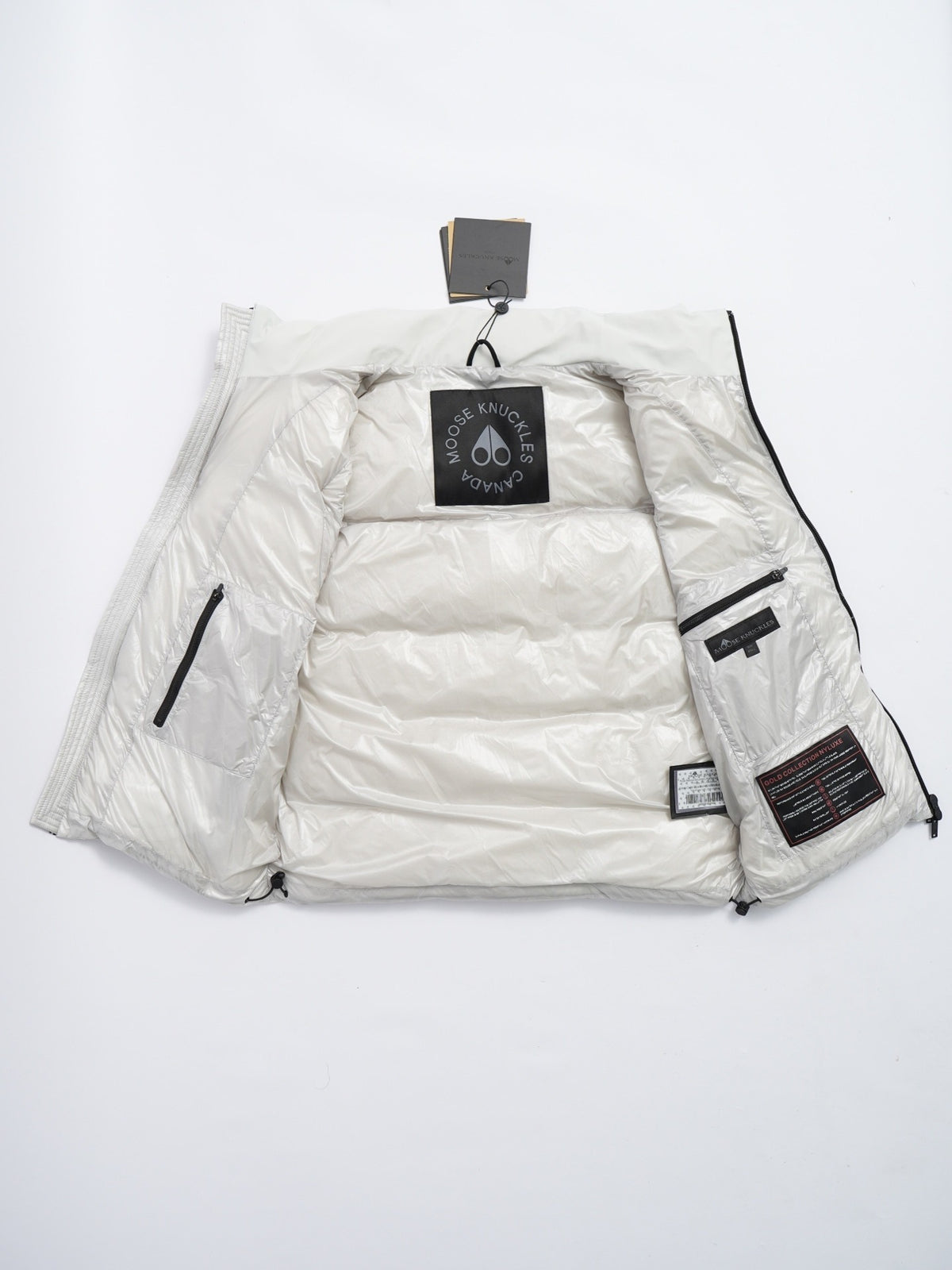 Moose Knuckles White Mixed-Finish Quilted Puffer Vest