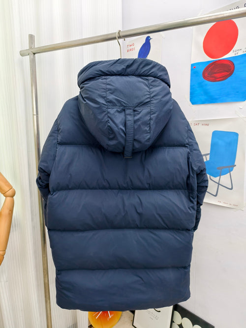 Canada Goose Navy Blue Hooded Puffer Jacket with Classic Sleeve Badge