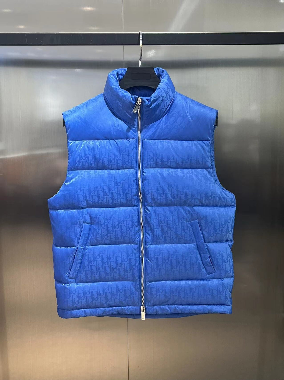 Dior Royal Blue Oblique Monogram Quilted Puffer Vest
