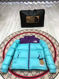 The North Face Turquoise Blue and Purple Colorblock Puffer Jacket