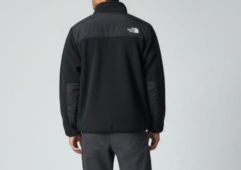 The North Face Black Stand-Collar Fleece Jacket with Contrast Panels