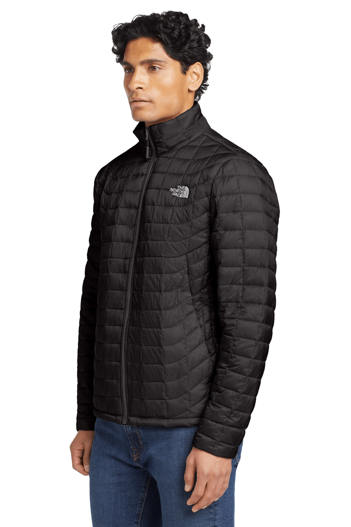 The North Face Black Stand-Collar Grid-Quilted Jacket