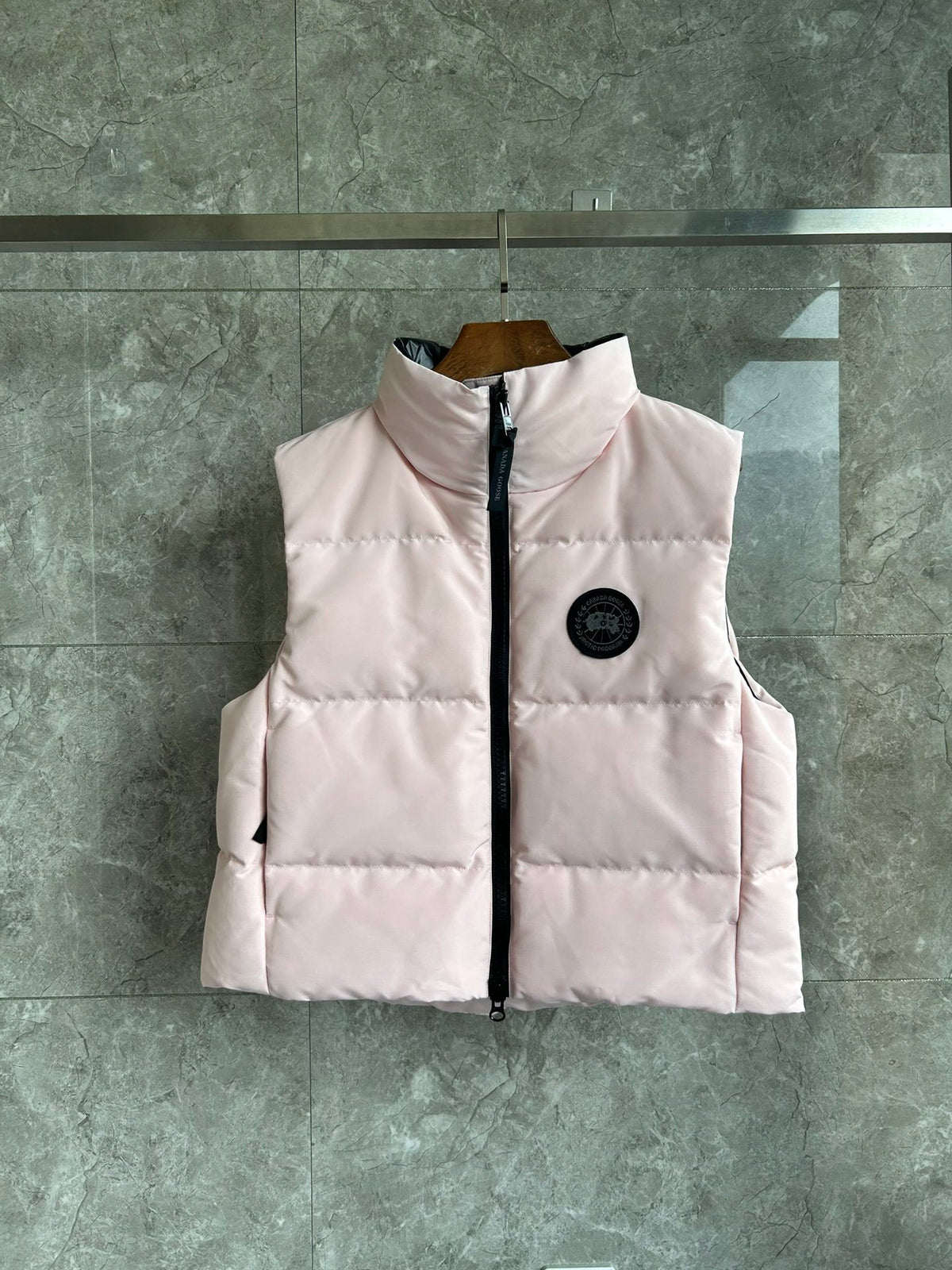 Canada Goose Blush Pink Black Badge Quilted Puffer Vest
