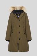 Canada Goose Olive Green Hooded Long Parka with Plush Trim