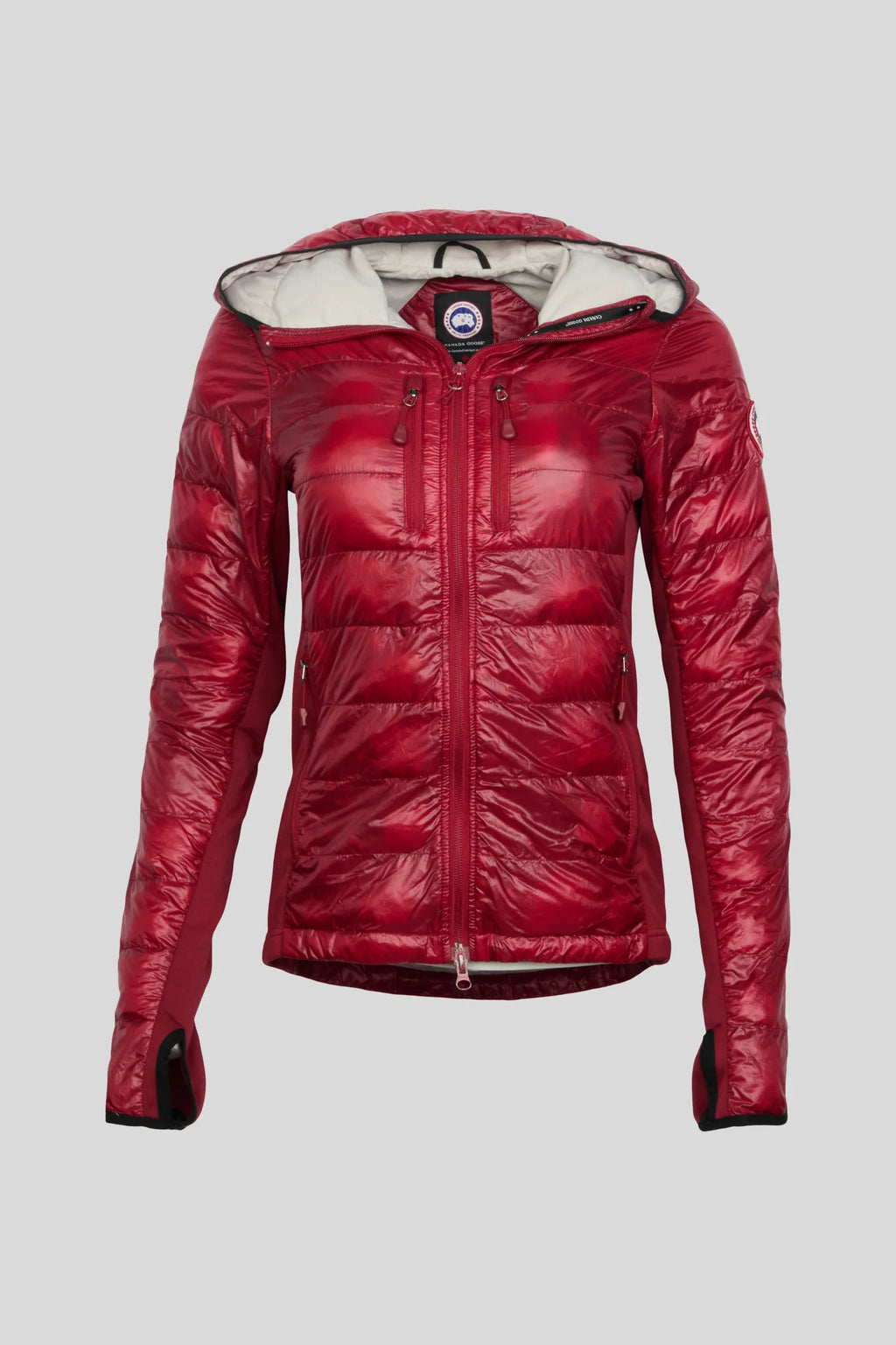 Canada Goose Red Glossy Hooded Quilted Puffer Jacket